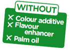 Recipe free from colouring, flavour enhancer and palm oil